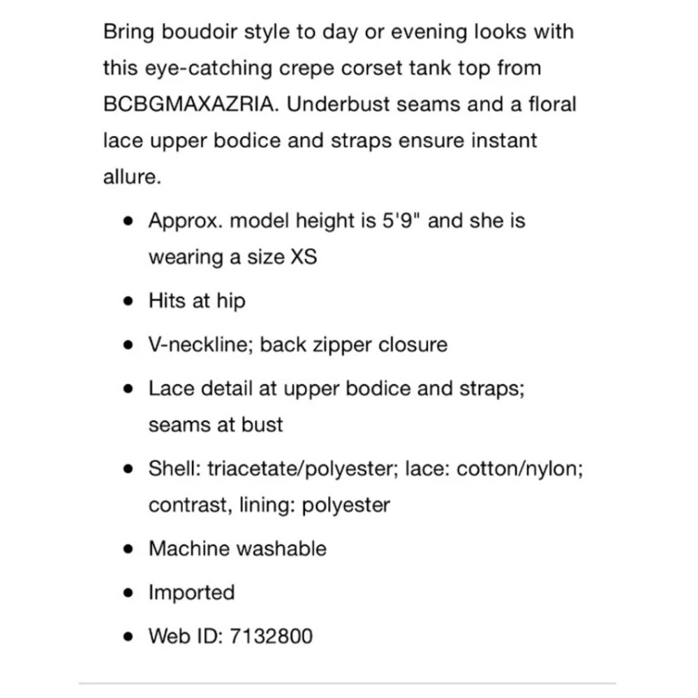 Bcbgmaxazria BCBG lace corset top NWT medium - Picture 3 of 6
